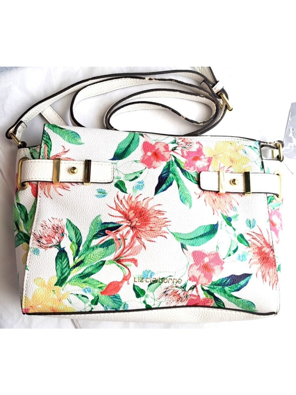 Liz Claiborn Crossbody Botanical Classy Handbag New w/Tags FLAW